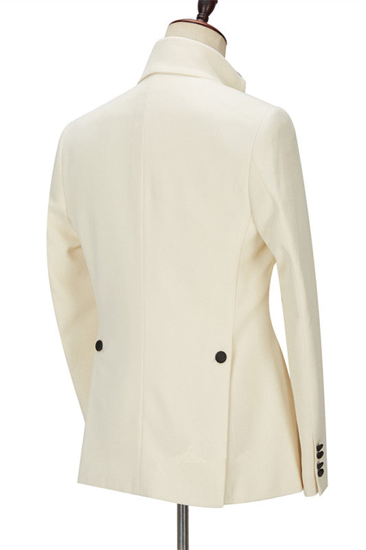 One-Button Handsome White Wedding Suits for Men from Wearhouse-BallBride