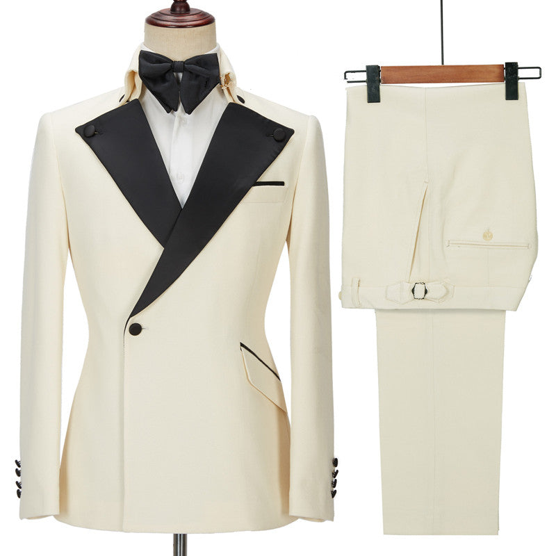 One-Button Handsome White Wedding Suits for Men from Wearhouse-BallBride