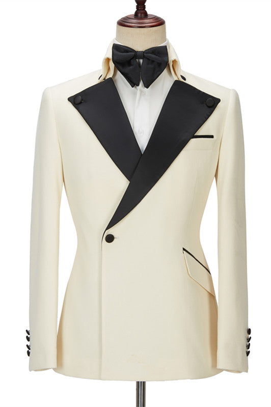 One-Button Handsome White Wedding Suits for Men from Wearhouse-BallBride