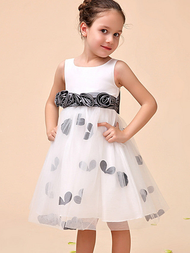 Party Flower Girl Dress with Pattern Print Appliques - Ball Gown Ankle Length-BallBride