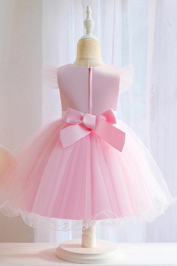 Pink Floral Jewel Ball Gown for Flower Girls with Appliques-BallBride