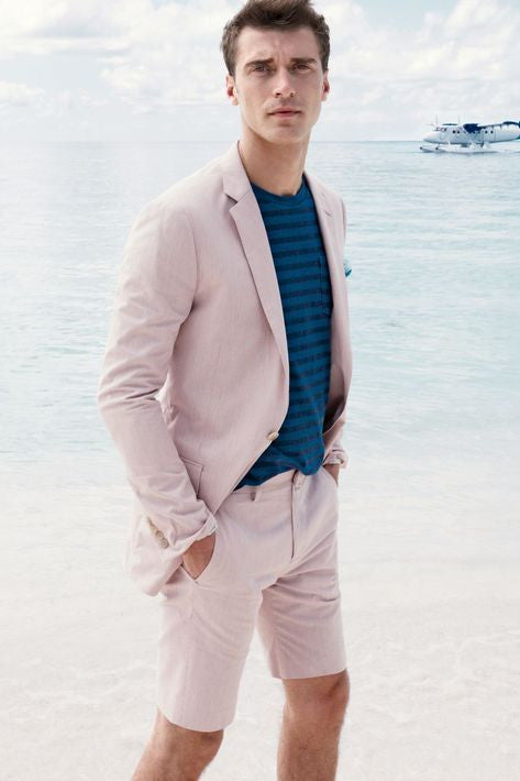 Pink Notched Lapel Groom Blazer For Summer Elegance-BallBride