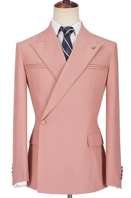 Pink Wedding Blazer for Groom - Best Fitted Peaked Lapel with Ruffles-BallBride