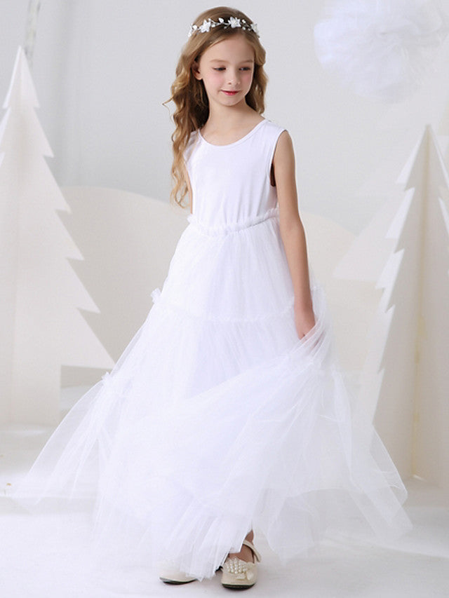 Polyester Ball Gown Sleeveless Dress with Jewel Flower Print for Girls-BallBride