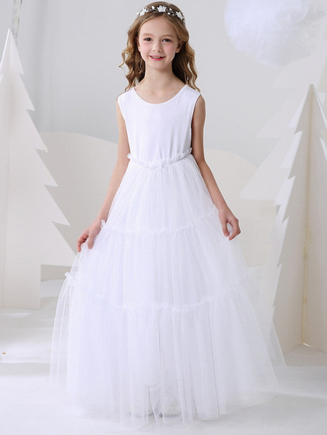 Polyester Ball Gown Sleeveless Dress with Jewel Flower Print for Girls-BallBride