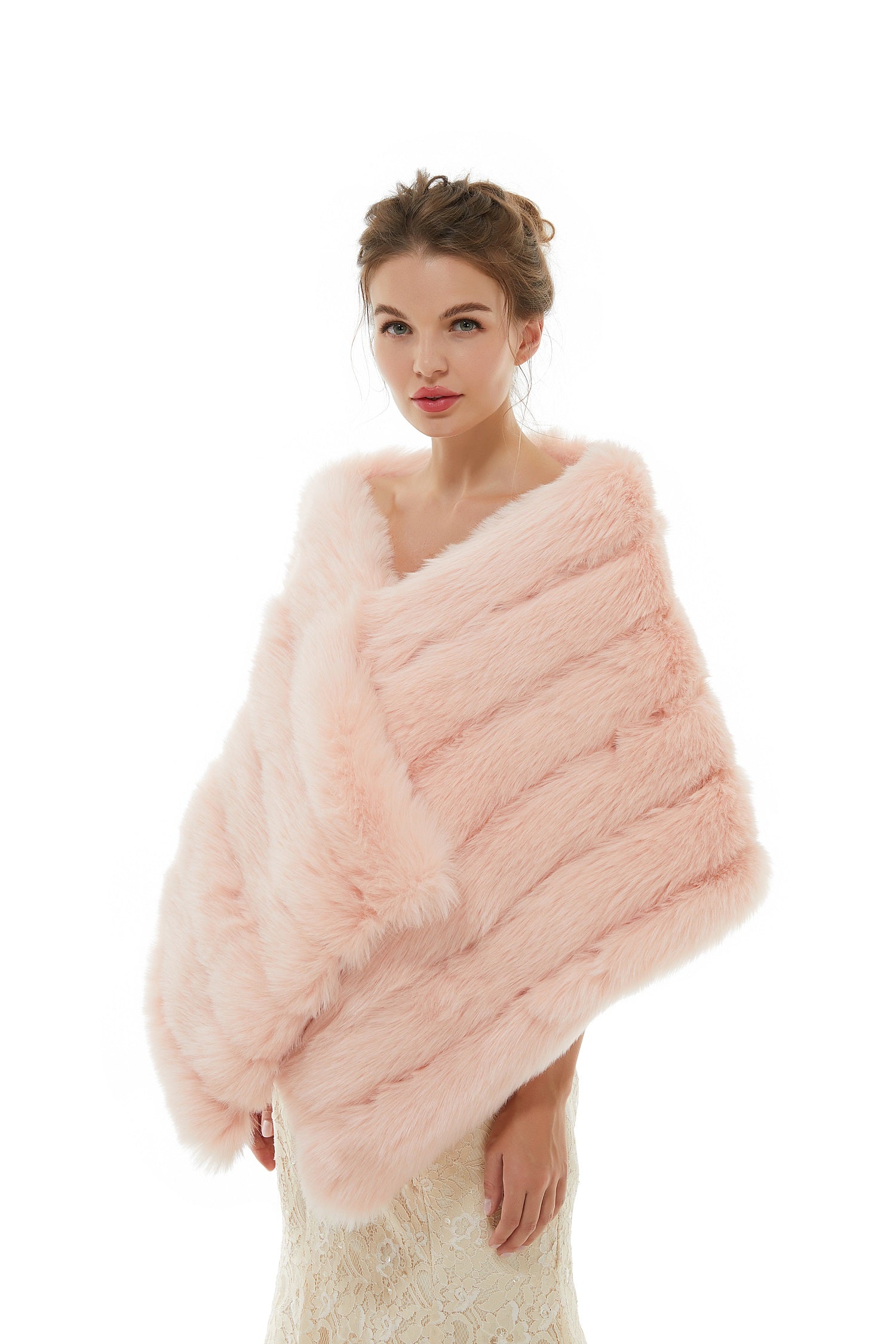 Pretty Faux Fur Wedding Wrap for Winter-BallBride