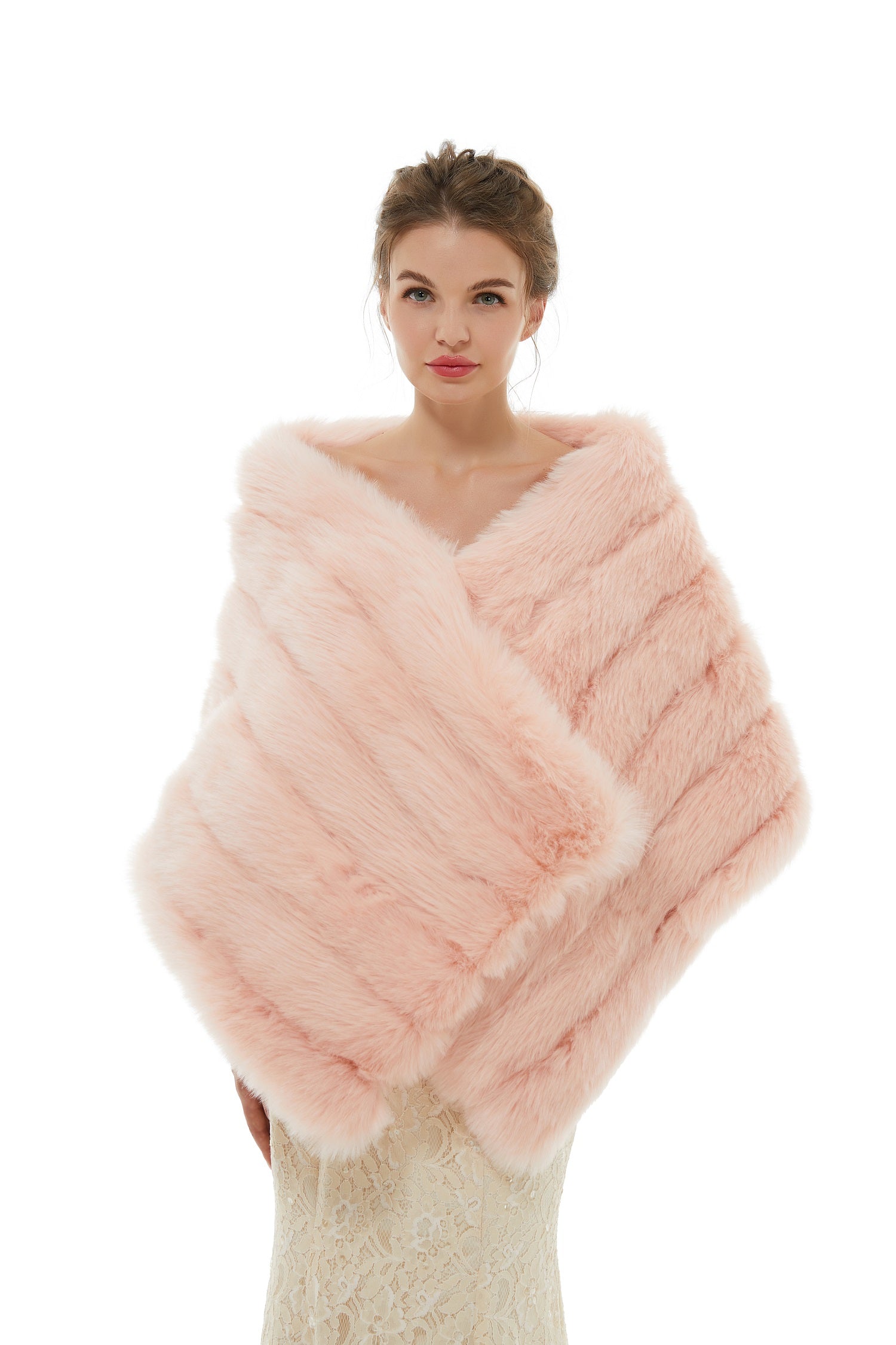 Pretty Faux Fur Wedding Wrap for Winter-BallBride