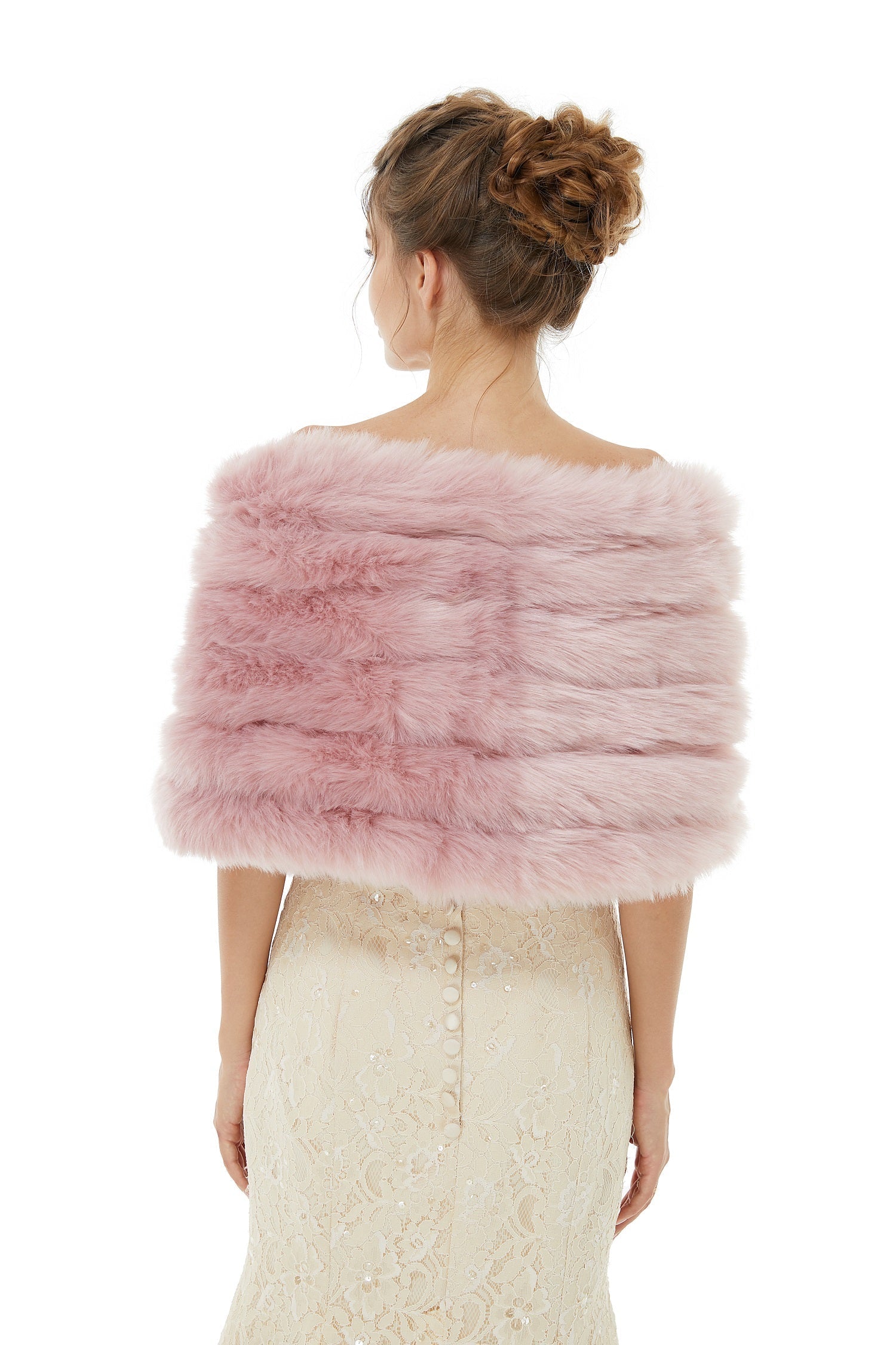 Pretty Pink Faux Fur Wedding Wrap for Winter Online-BallBride