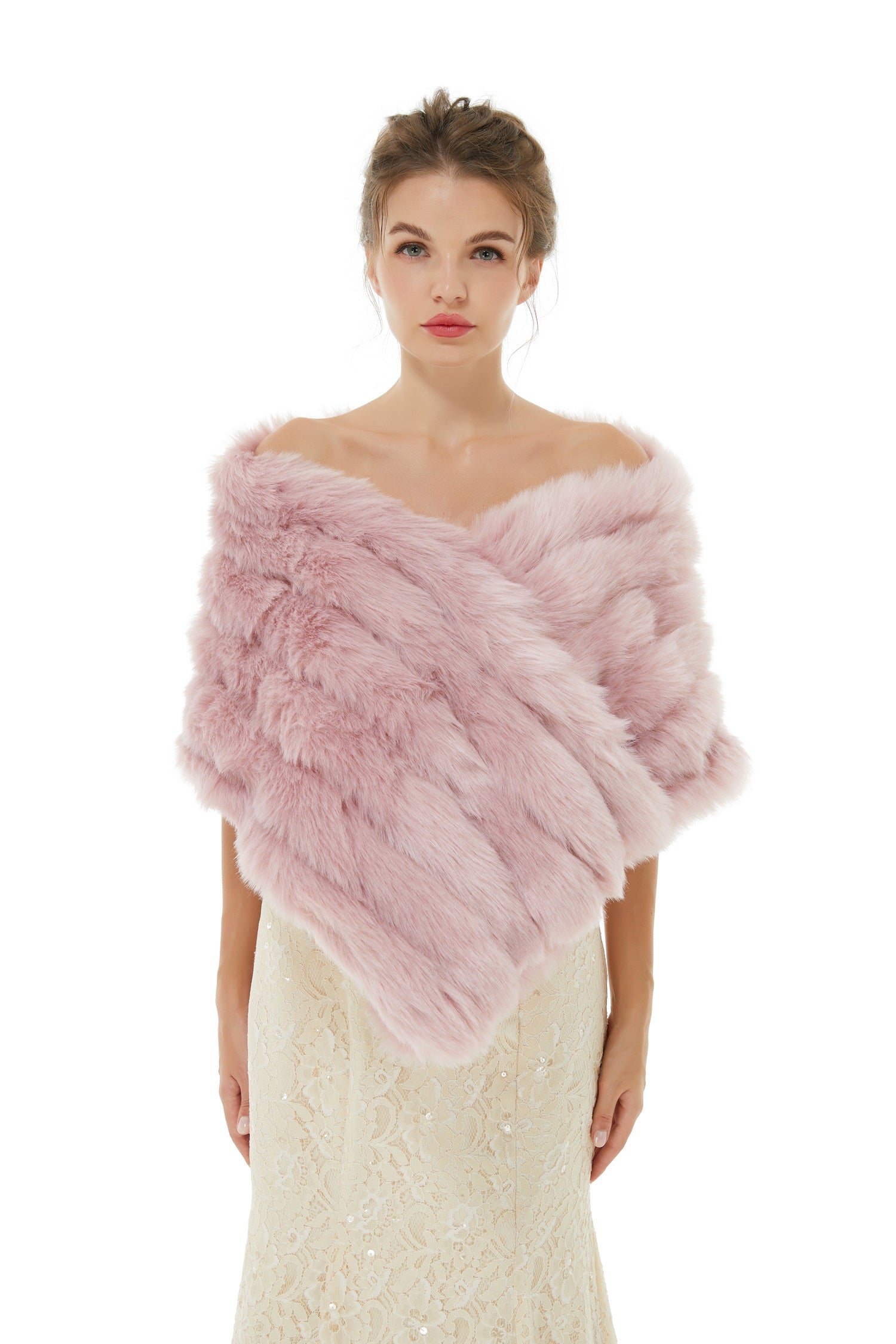 Pretty Pink Faux Fur Wedding Wrap for Winter Online-BallBride