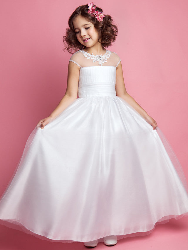 Princess A-Line Floor Length Flower Girl Dress for Weddings & First Communions-BallBride