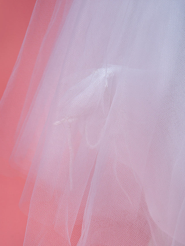 Princess A-Line Knee Length Tulle Sleeveless Dress With Feathers / Fur / Sash / Ribbon / Ruched-BallBride