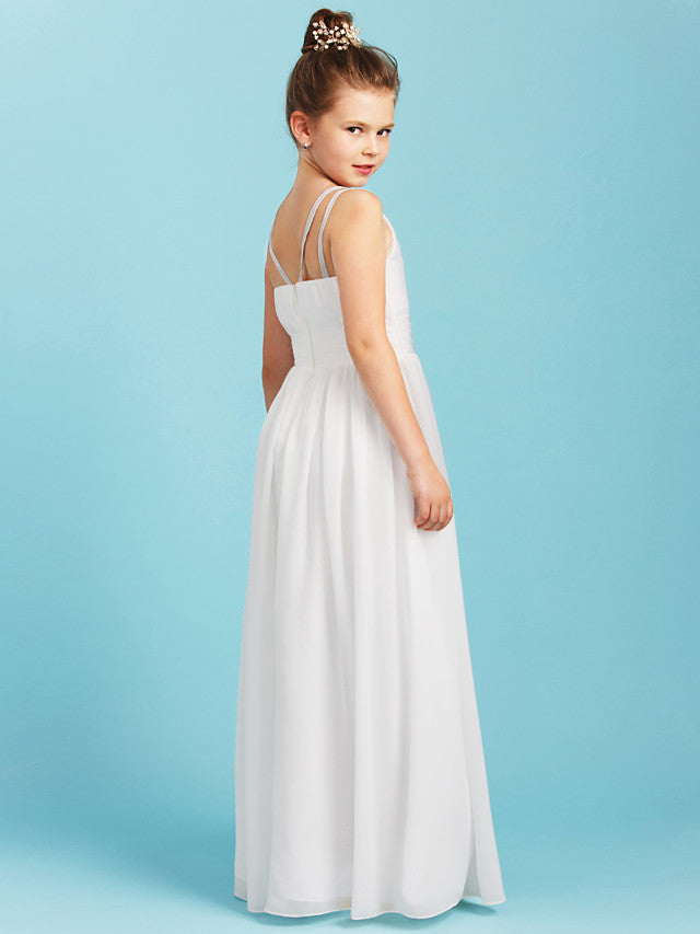 Princess A-Line Spaghetti Strap Chiffon Flower Girl Dress With Sash for Weddings-BallBride