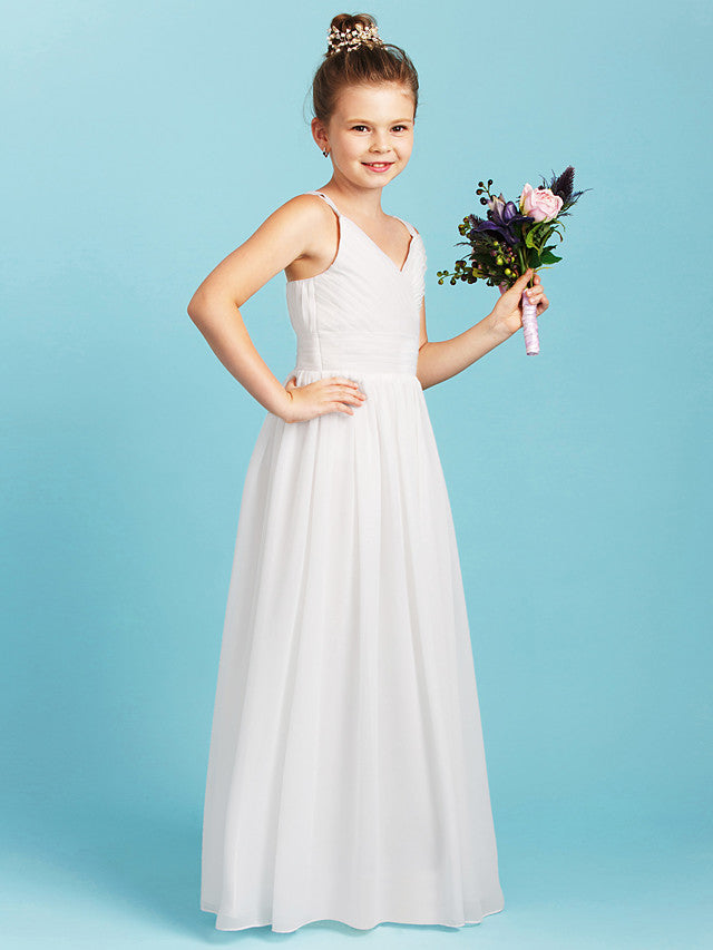 Princess A-Line Spaghetti Strap Chiffon Flower Girl Dress With Sash for Weddings-BallBride