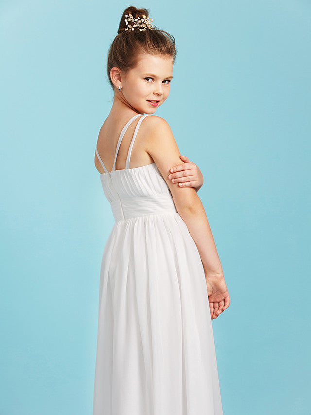 Princess A-Line Spaghetti Strap Chiffon Flower Girl Dress With Sash for Weddings-BallBride