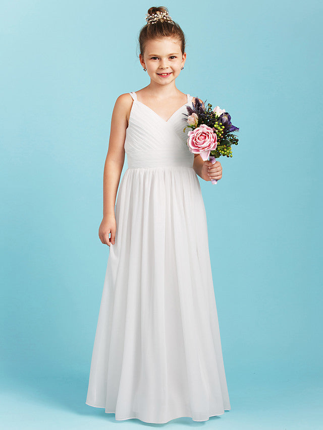 Princess A-Line Spaghetti Strap Chiffon Flower Girl Dress With Sash for Weddings-BallBride