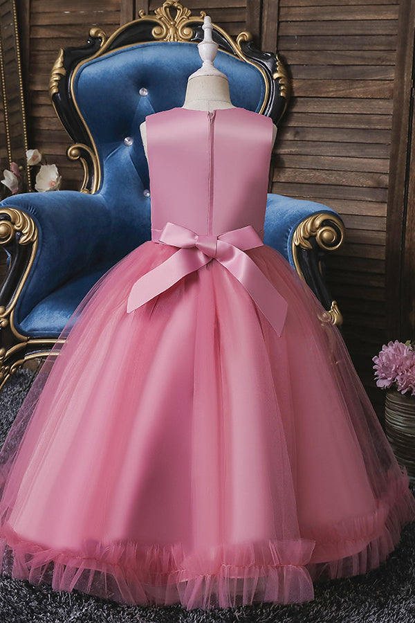 Princess Flower Girl Dress with Appliques - Sleeveless Tea Length-BallBride