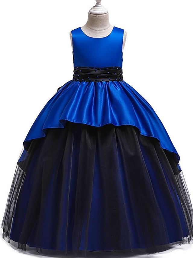 Princess Flower Girl Dress with Tulle and Bow Ruching-BallBride