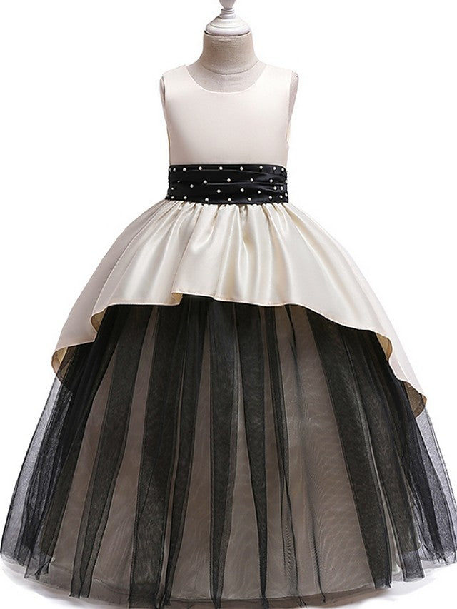 Princess Flower Girl Dress with Tulle and Bow Ruching-BallBride