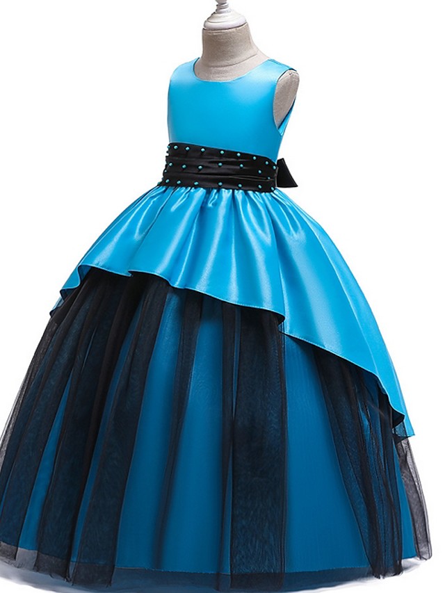 Princess Flower Girl Dress with Tulle and Bow Ruching-BallBride