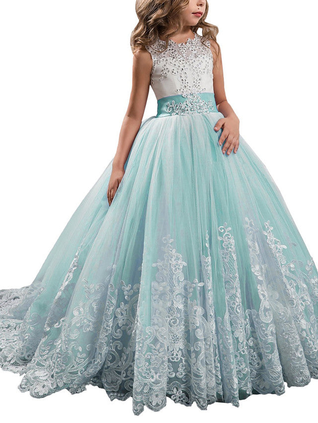Princess Jewel Pageant Flower Girl Dresses with Sleeveless Bow-BallBride