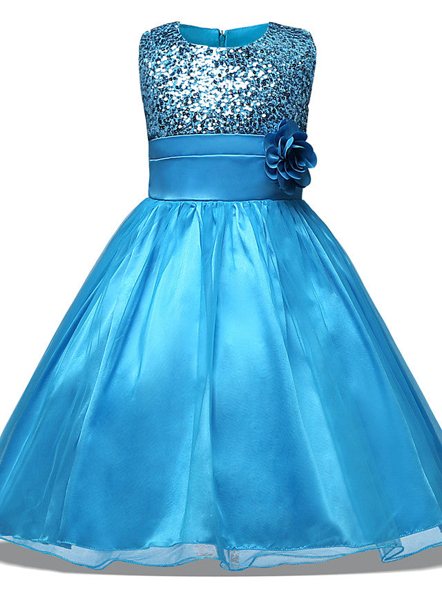 Princess Midi Dress with Tulle Sleeves Jewel Neck & Bow Applique-BallBride