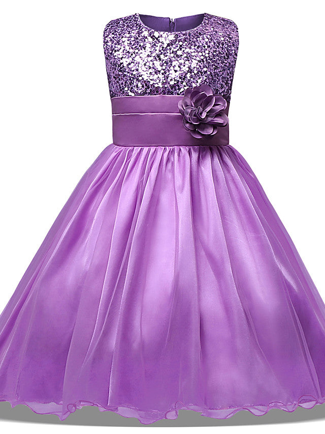 Princess Midi Dress with Tulle Sleeves Jewel Neck & Bow Applique-BallBride