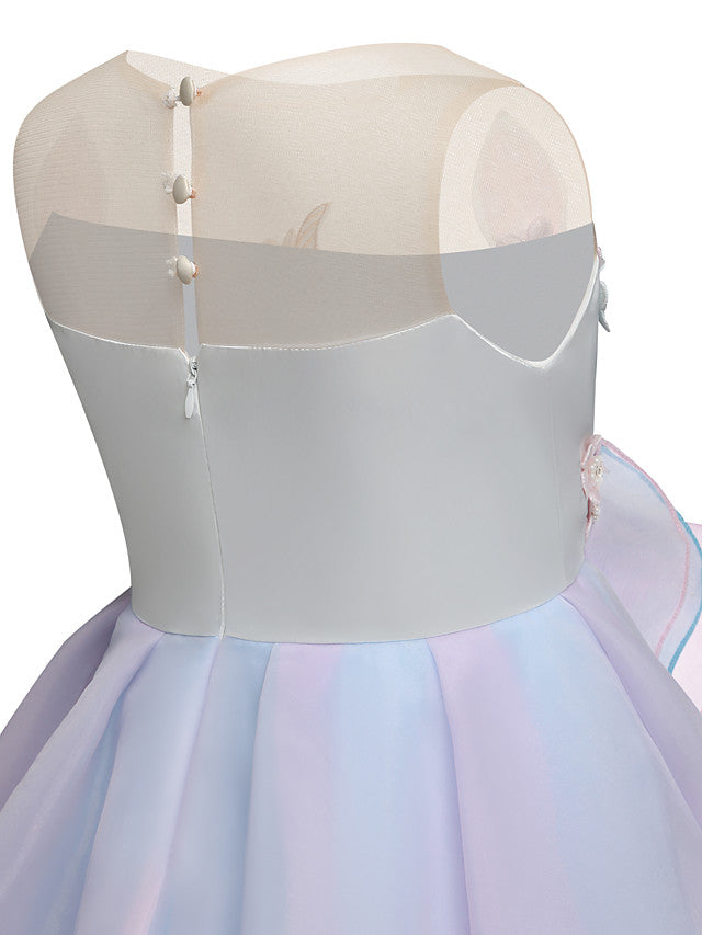 Princess Midi Party Dress ¡§C Satin Tulle Embroidery & Appliques-BallBride