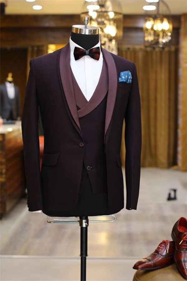 Purple Morning Suit Tuxedo with Shawl Lapel for Weddings-BallBride