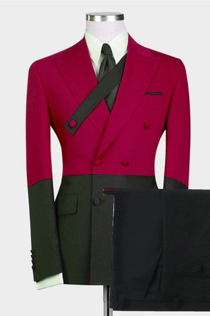 Red Bested Fitted Men's Wearhouse Wedding Suits for the Fashion-Forward Man-BallBride
