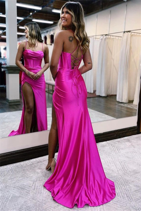 Red Mermaid Sweetheart Evening Dress with Split For Party Online-BallBride