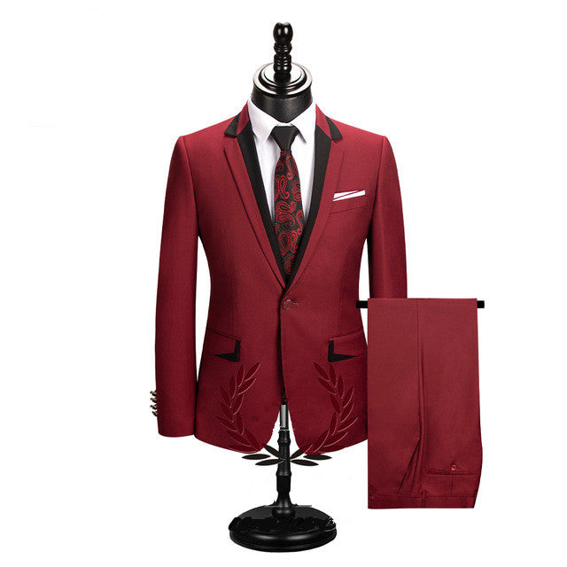Red Tuxedo Suit for Groom - Notched Lapel With One Button - Populay World-BallBride