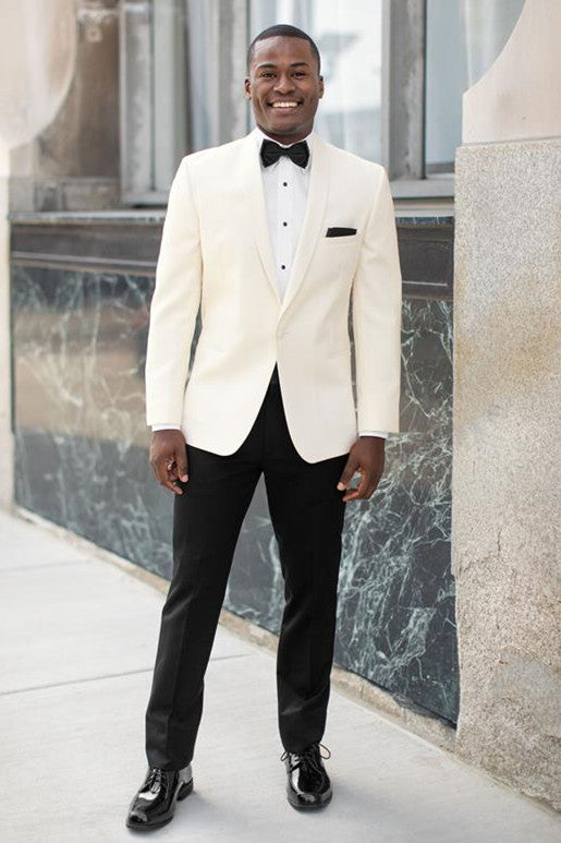 Rodney Simple & Handsome White Shawl Lapel Wedding Suit for Men-BallBride