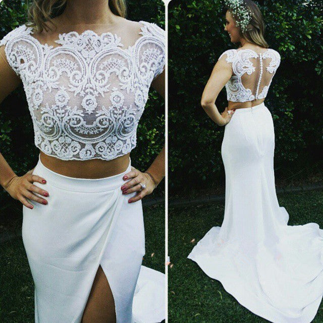 Romantic Lace Mermaid Wedding Dress for the Beach-BallBride