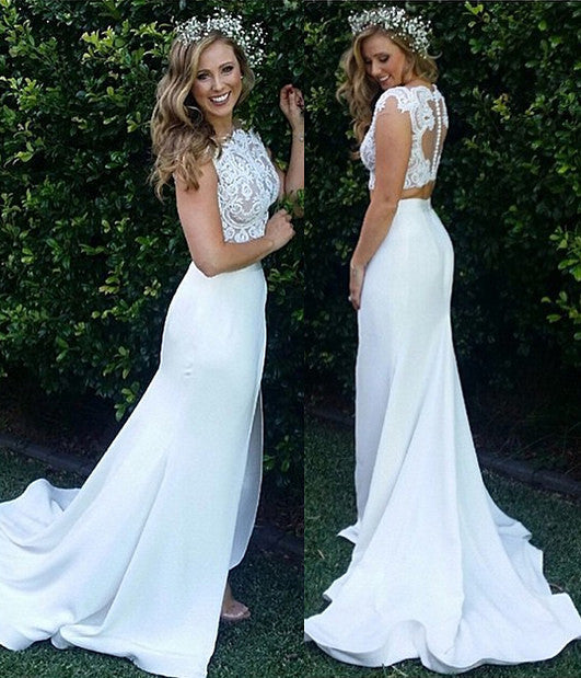 Romantic Lace Mermaid Wedding Dress for the Beach-BallBride