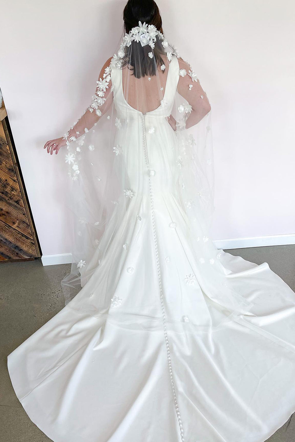 Romantic Mermaid Wedding Dress with Open Back and Wide Straps-BallBride
