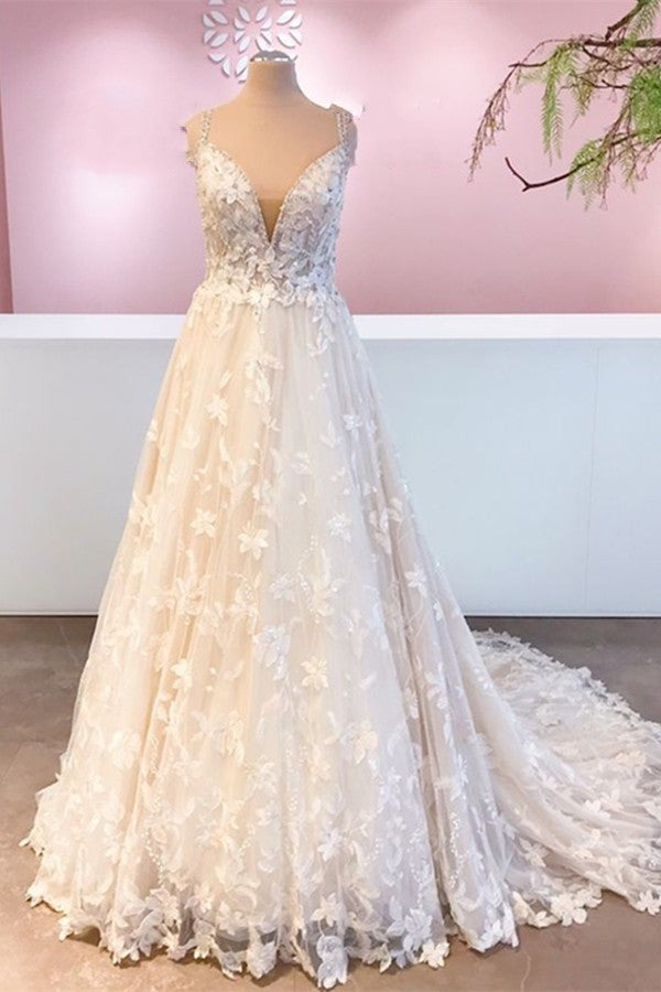 Romantic Sweetheart Wedding Dress With Appliques Lace Tulle-BallBride