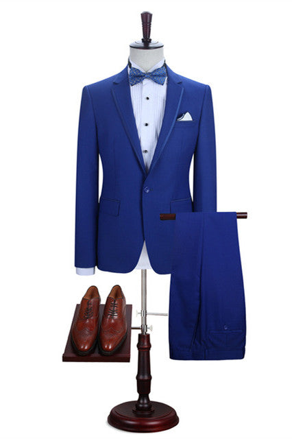 Royal Blue Abraham One Button Prom Suits - Slim Fit & Notched Lapel-BallBride