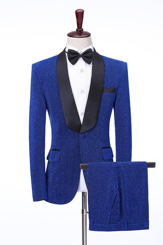 Royal Blue Men's Suit - Kameron Shawl Lapel Shiny Slim Fit Wedding-BallBride