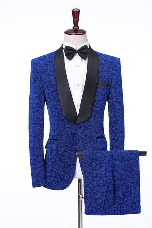 Royal Blue Men's Suit - Kameron Shawl Lapel Shiny Slim Fit Wedding-BallBride