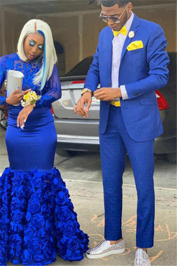 Royal Blue Party Prom Suit For Men - Notch Lapel On Sale-BallBride