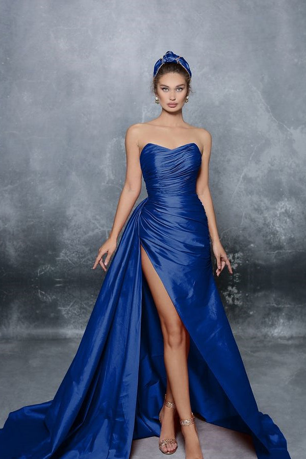 Royal Blue Sweetheart Sleeveless A Line Prom Dress-BallBride