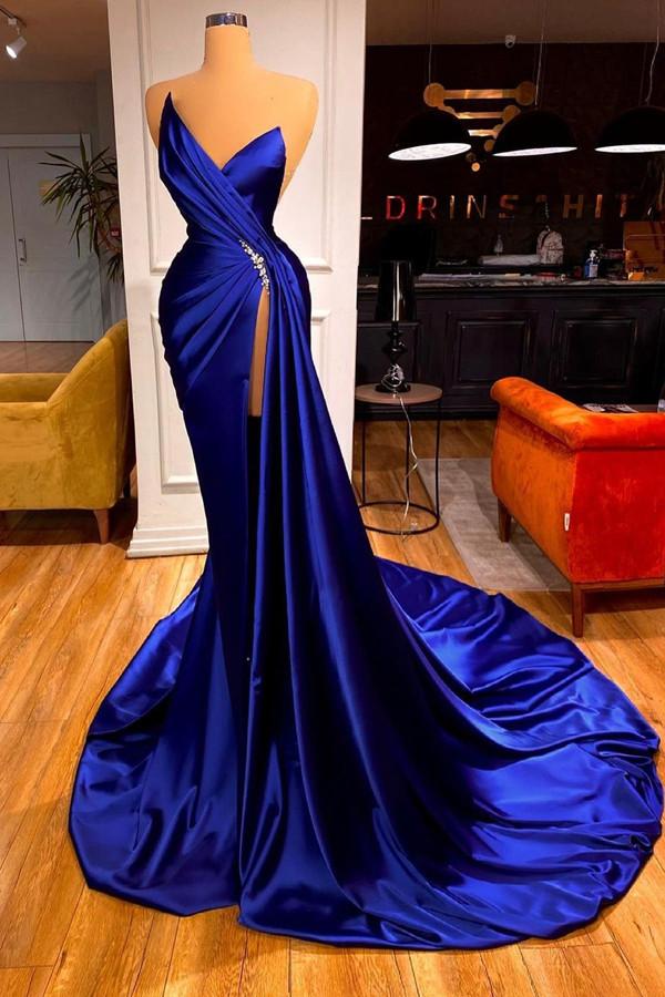 Royal Blue Sweetheart Slit Prom Dress - On Sale Now!-BallBride