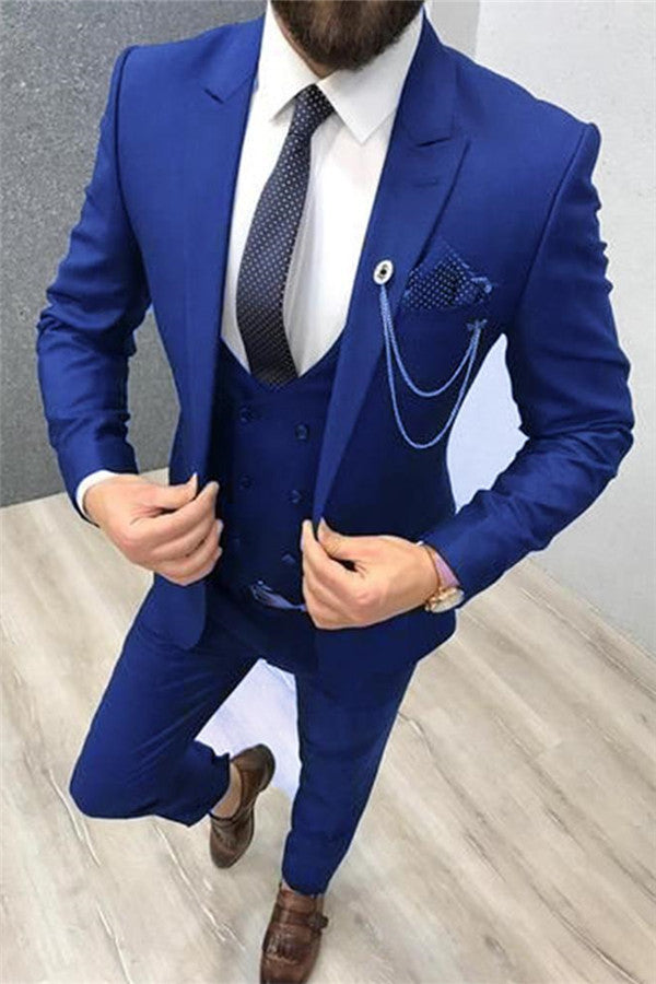 Royal Blue Tuxedo Suit for Groom - Fashion Three Pieces-BallBride