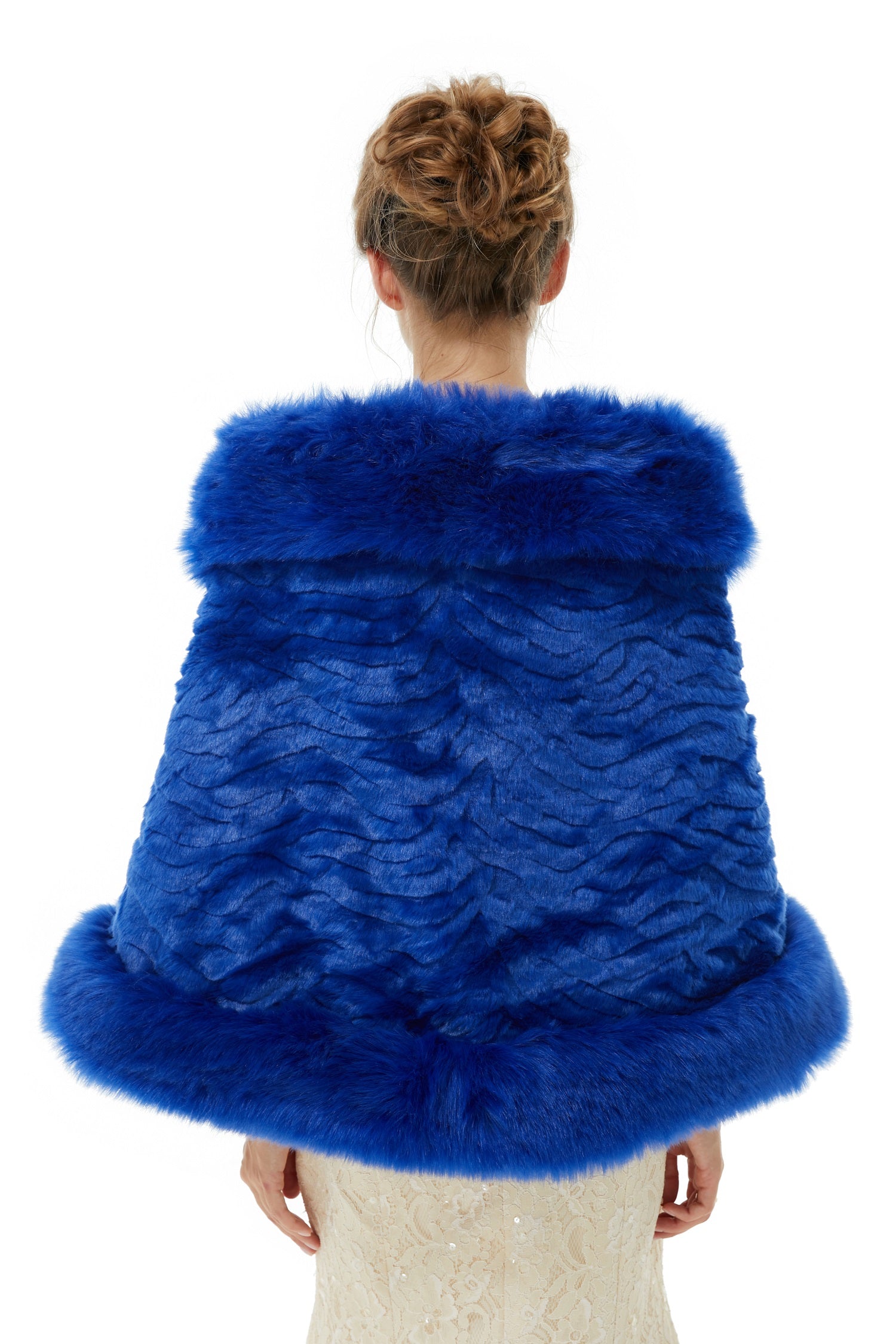 Royal Blue Wedding Wrap - Faux Fur Winter Edition-BallBride