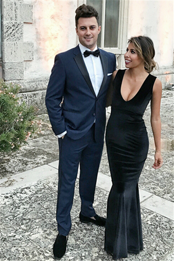 Sale: Navy Blue Prom Suit with Notch Lapel for Boys-BallBride