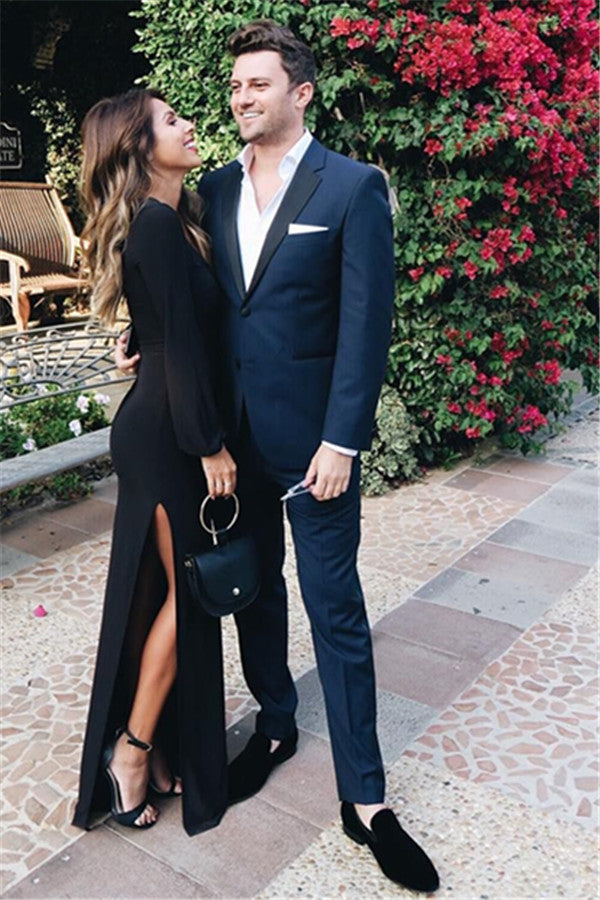 Sale: Navy Blue Prom Suit with Notch Lapel for Boys-BallBride