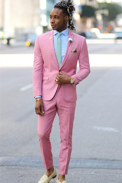 Santiago Pink Tuxedo Wedding Two Pieces With Notched Lapel-BallBride