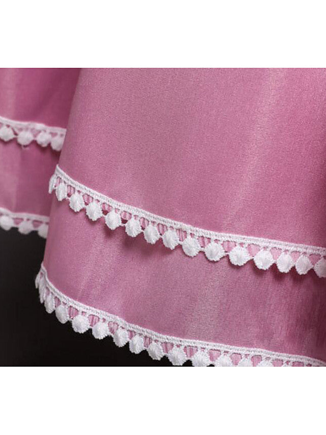 Satin Tulle Asymmetrical Flower Girl Dress with Lace Belt Appliques-BallBride