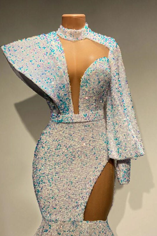 Sequined Mermaid Long Sleeves Prom Dress-BallBride