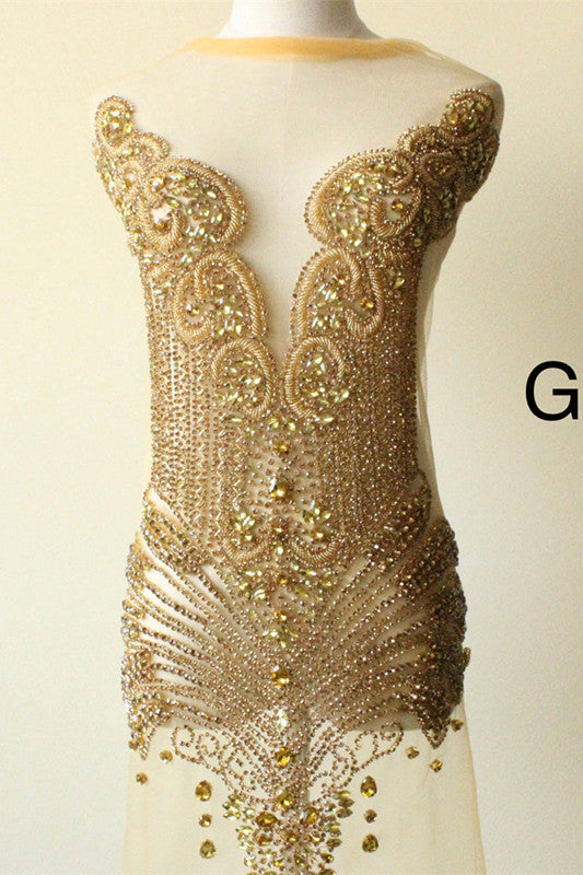 Sequins Sleeveless Flower Mermaid Princess Prom Dress Splicing Trumpet for Crew Neck-BallBride